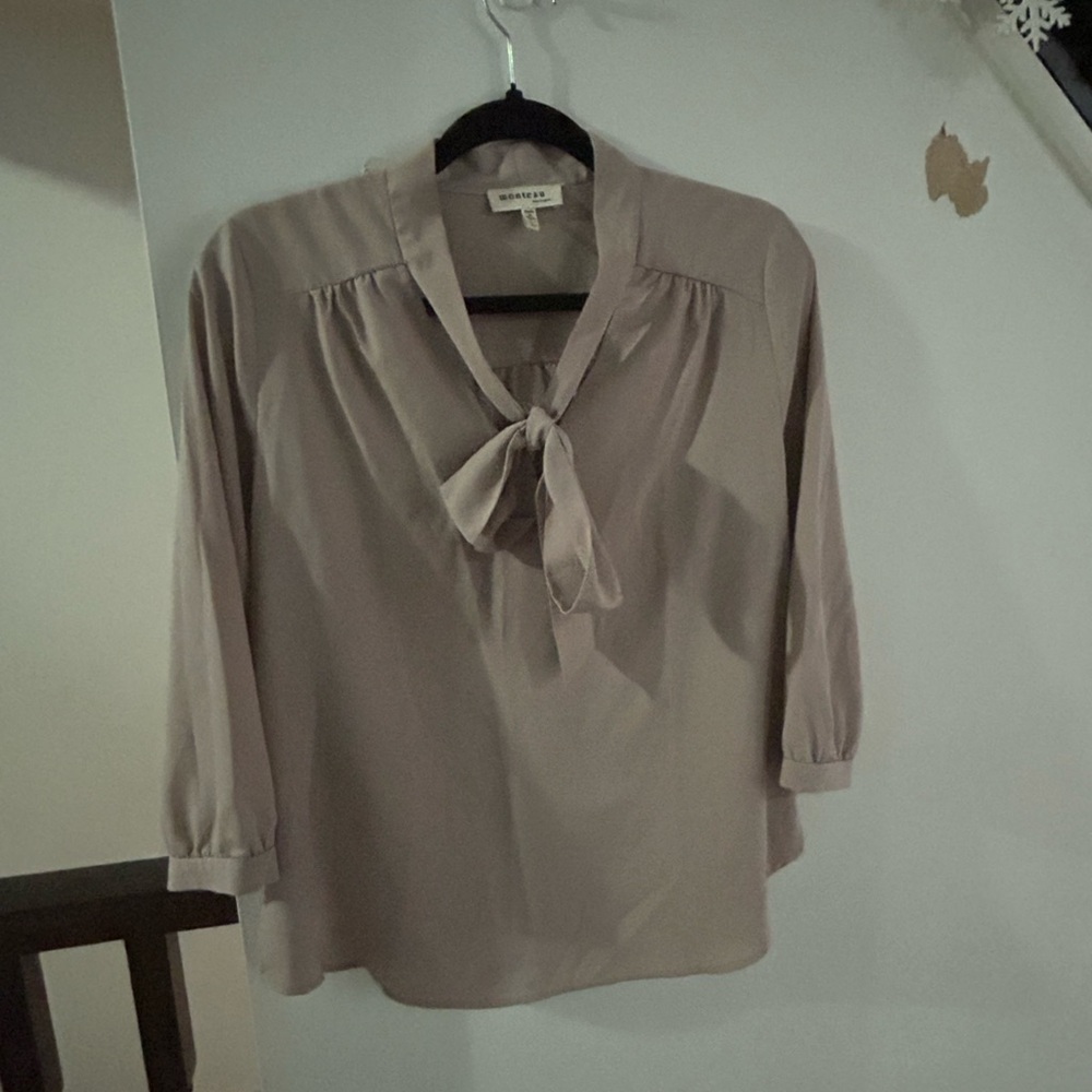 Monteau Women's Taupe Blouse - Picture 1 of 7